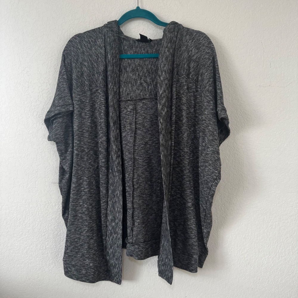 H&M Women's Grey Marled Knit Hooded Cardigan Poncho Cape Size‎ S